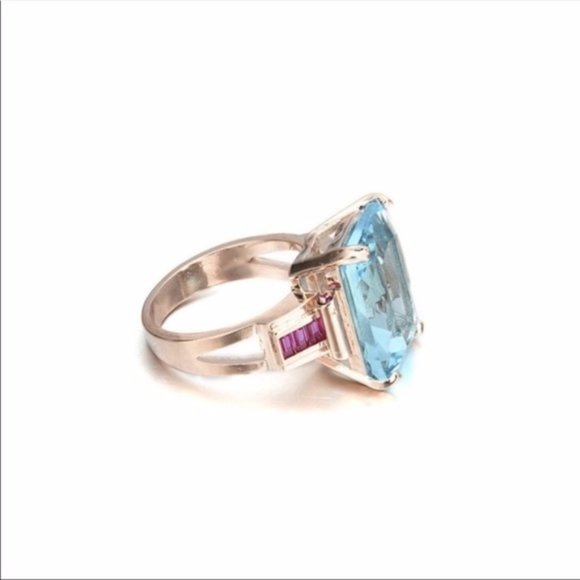 *NEW*Luxury 18K Rose Gold 10.4 CT Aquamarine Ring - Picture 4 of 5